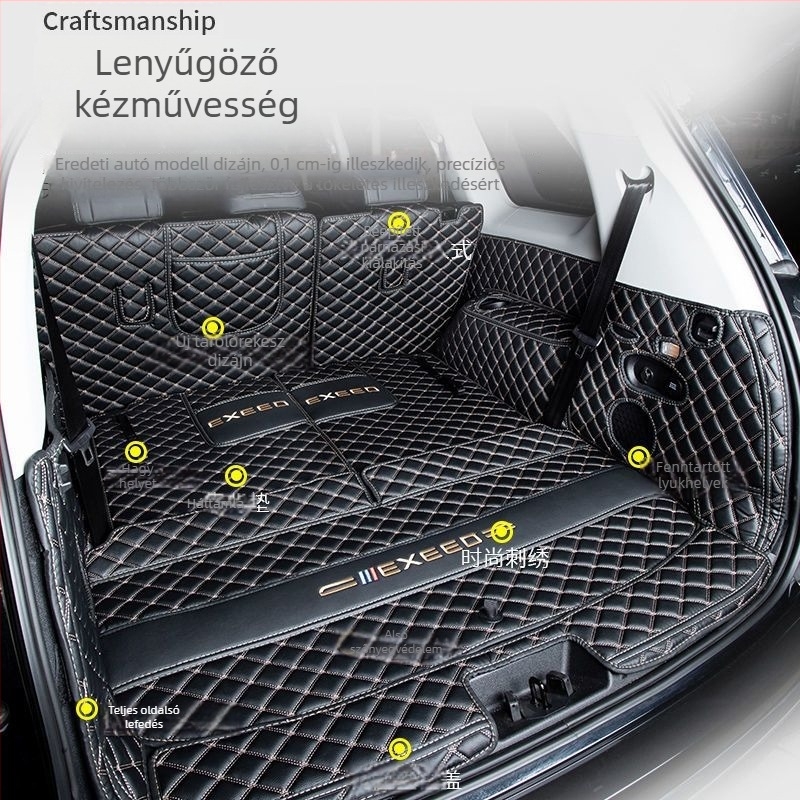 Exeed VX öt- és hétüléses modellhez teljes lefedettségű csomagtartómatrac, bőr, Royal Journey, testreszabható