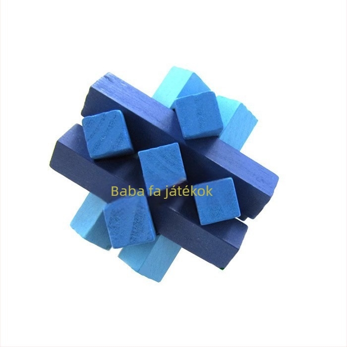 Fából készült Kong Ming/Luban lock logikai puzzle – fejleszti a térbeli gondolkodást, 7-14 éveseknek
