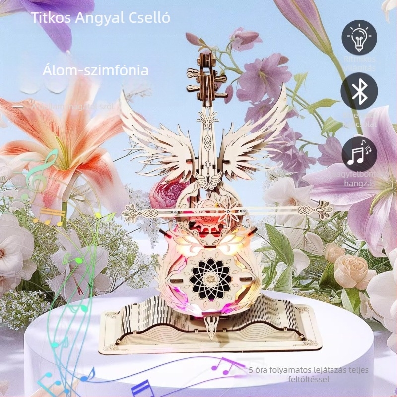 Secret Realm Bluetooth cselló zenei doboz, DIY fából készült összeállítás – születésnapi ajándék lányoknak