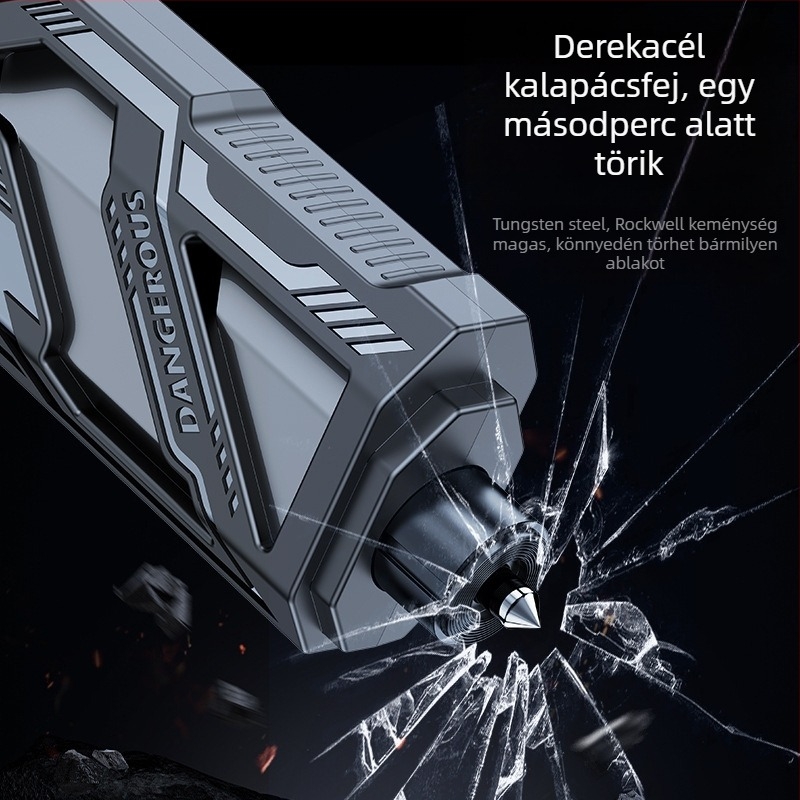 Jármű biztonsági kalapács – mini többfunkciós üvegtörő és öv vágó, hordozható vészhelyzeti eszköz (Anyag: PC+ABS, Tömeg: 22 g, Márka: Zoch, Testreszabható: Igen)