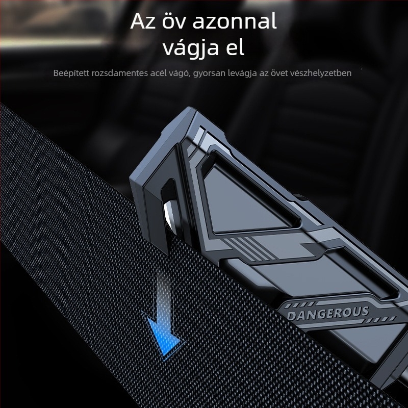 Jármű biztonsági kalapács – mini többfunkciós üvegtörő és öv vágó, hordozható vészhelyzeti eszköz (Anyag: PC+ABS, Tömeg: 22 g, Márka: Zoch, Testreszabható: Igen)