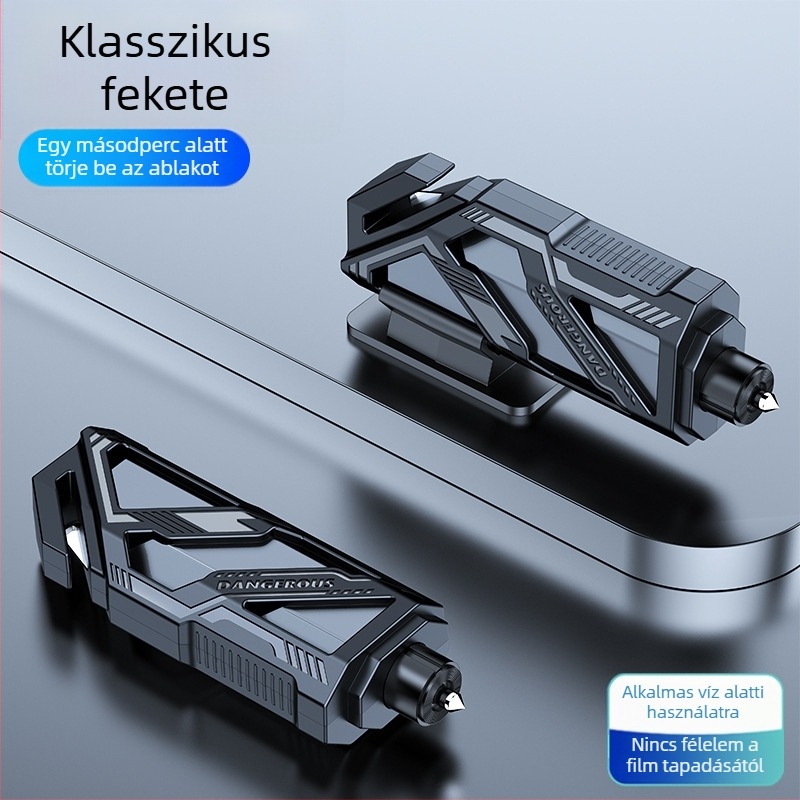 Jármű biztonsági kalapács – mini többfunkciós üvegtörő és öv vágó, hordozható vészhelyzeti eszköz (Anyag: PC+ABS, Tömeg: 22 g, Márka: Zoch, Testreszabható: Igen)