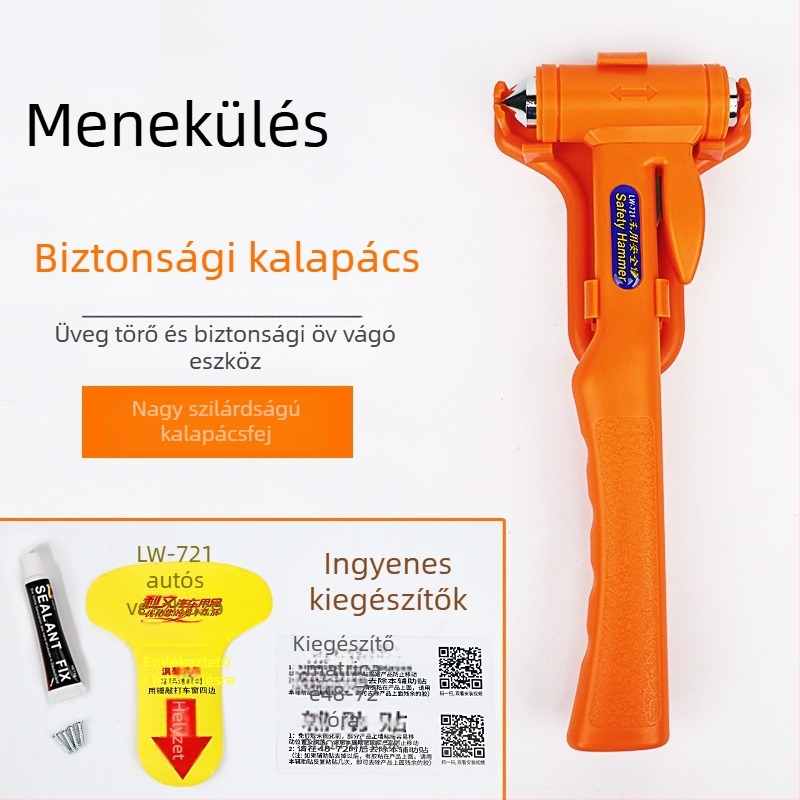Li Wen autóvészkioldó kalapács, szénacél test, 300 g, testreszabási lehetőség, licencelhető magáncímke