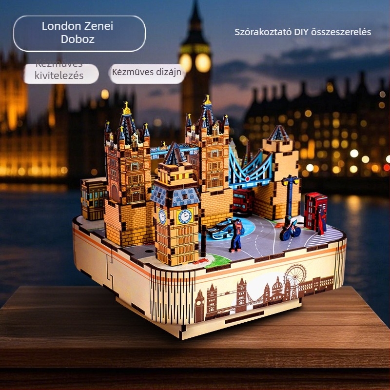 Fából készült 3D puzzle dísztárgy forgó zenélő dobozzal, Mango Sheep, kategória Dísztárgy, ideális esküvői és születésnapi ajándéknak