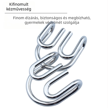 Kilencgyűrűs zár-puzzle, fémből — logikai felfedező játék gyerekeknek 3–6 évesek, Zhejiang eredetű, vas