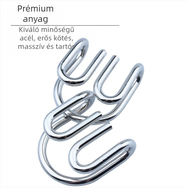 Kilencgyűrűs zár-puzzle, fémből — logikai felfedező játék gyerekeknek 3–6 évesek, Zhejiang eredetű, vas