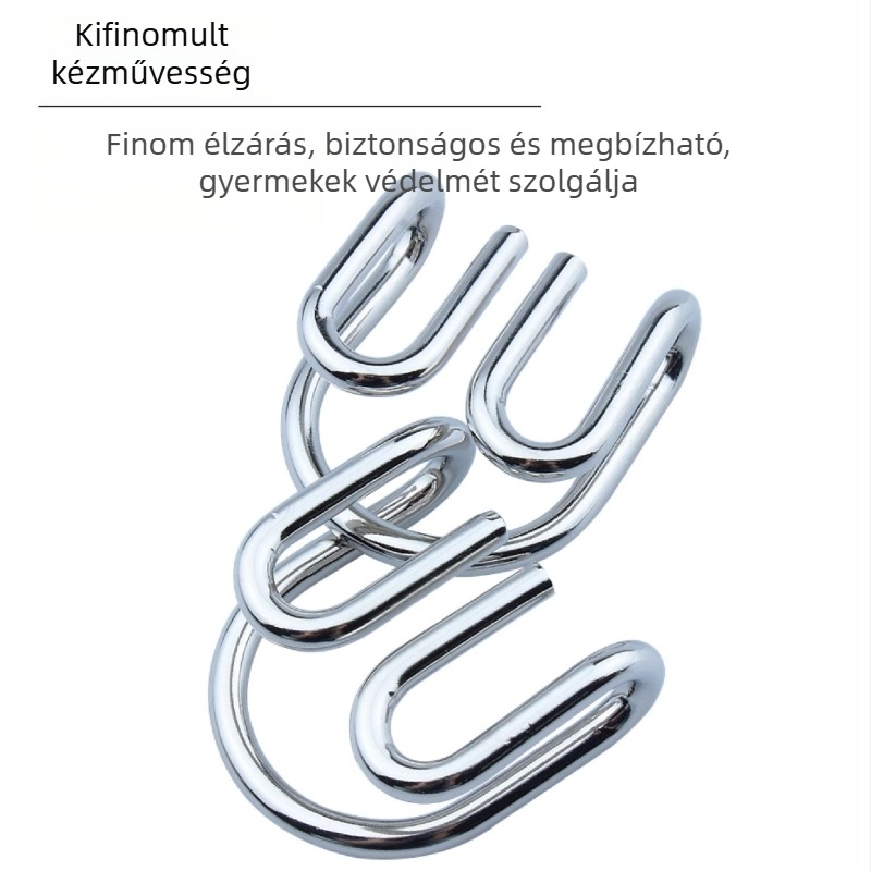 Kilencgyűrűs zár-puzzle, fémből — logikai felfedező játék gyerekeknek 3–6 évesek, Zhejiang eredetű, vas