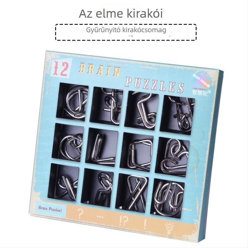 Kilencláncos puzzle – fém, oktató rejtvény, DIY-barát, kinyitható, nehézségi szint 3.5