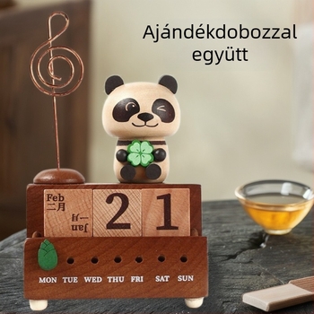 Panda fa zenemű doboz jegyzetklipszzel, kézzel készített asztali dekoráció