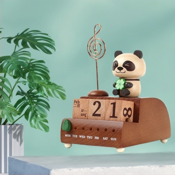 Panda fa zenemű doboz jegyzetklipszzel, kézzel készített asztali dekoráció