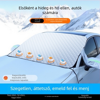 Autó téli hóvédő napvédő árnyékoló — alumínium fólia, rögzítés vákuummal, három az egyben, univerzális modell