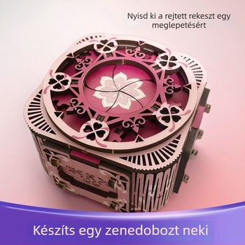 Forgó zenélő doboz DIY fa összeszerelhető játék és ékszerdoboz – kínai Valentin-napi ajándék