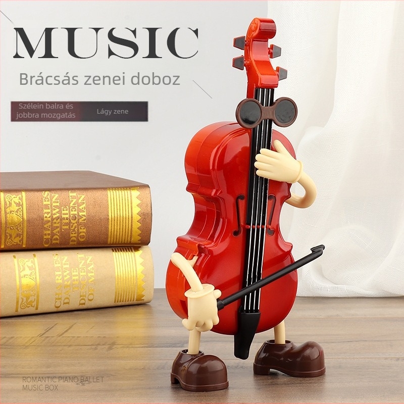 Asztali zenés figurája: rajzfilmszerű gitár baba, műanyag, injektált formázás, modern minimalist stílus (születésnapi ajándék)