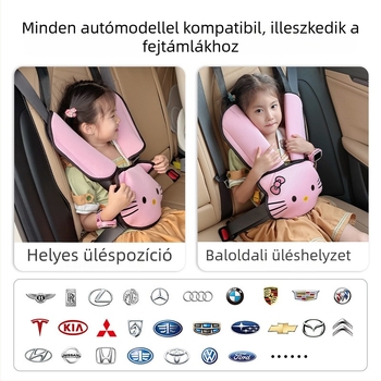 Baby kiss gyermek autóülés öv vállvédője Bird's eye anyagból, fej Silk floss-ból és vállpárnák foam pearl cottonból; testreszabható; hivatalos magánmárka.