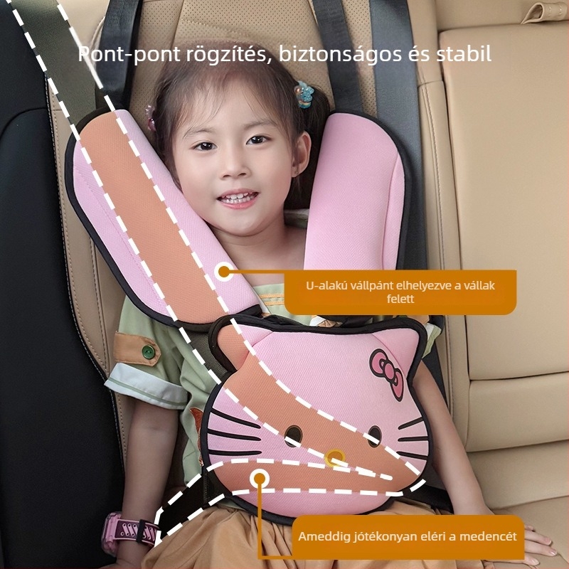 Baby kiss gyermek autóülés öv vállvédője Bird's eye anyagból, fej Silk floss-ból és vállpárnák foam pearl cottonból; testreszabható; hivatalos magánmárka.