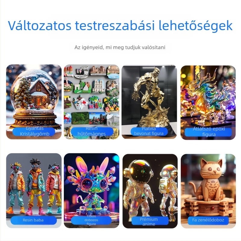 Egyedi gyanta kristálygömb dísz — kézzel készített zenés doboz, rajzfilmfigura, modern minimál stílus