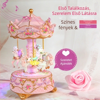 Karusel zenélő doboz, szintetikus gyanta, festett felület, logónyomás elérhető — személyes ajándék