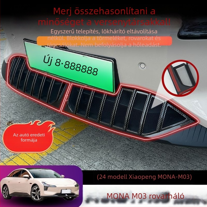 Xiaopeng MONA M03-hoz készült rovarmentes víztartály védőháló — ABS műanyagból, illeszkedik az eredeti karosszéria görbületéhez, nyílás 0.2, márka Junyi, élettartam 20 év