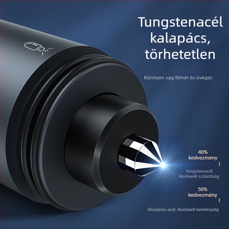 Autóbiztonsági kalapács üvegbetörő funkcióval, többfunkciós autós eszköz, ABS műanyag, 100 g, hordozható kulcstartó