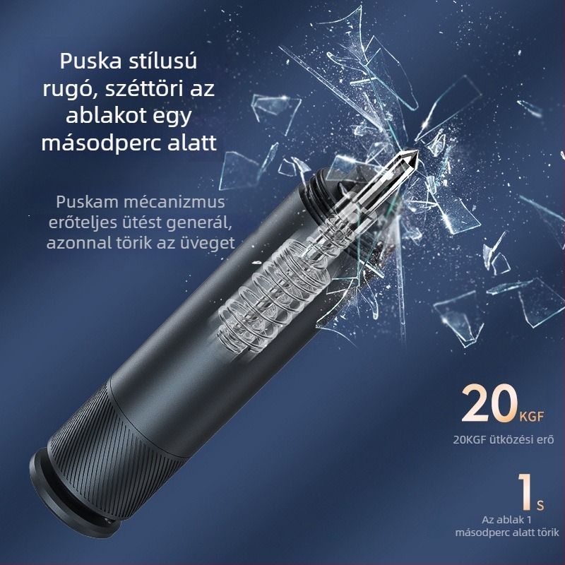 Autóbiztonsági kalapács üvegbetörő funkcióval, többfunkciós autós eszköz, ABS műanyag, 100 g, hordozható kulcstartó