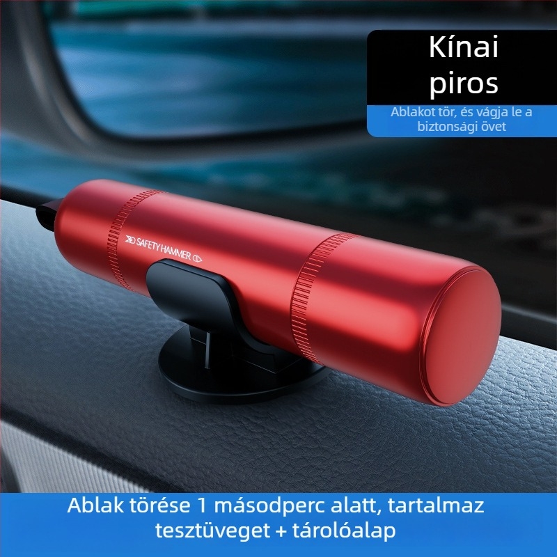 Autóbiztonsági kalapács üvegbetörő funkcióval, többfunkciós autós eszköz, ABS műanyag, 100 g, hordozható kulcstartó