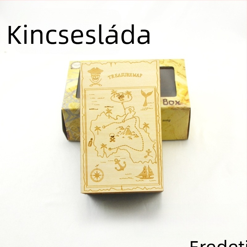 Fából készült Kong Ming / Luban záras kirakós doboz – kalóz mechanizmus, magas nehézség, DIY-barát