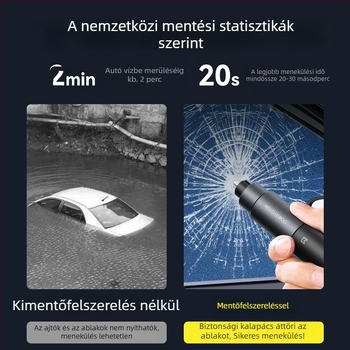Autóbiztonsági kalapács autóablakok betöréséhez és evakuációhoz, többfunkciós mentőeszköz, Anyag: alumíniumötvözet ABS; Tömeg: 0.08 kg; Eredet: Guangdong; Testreszabás: Igen