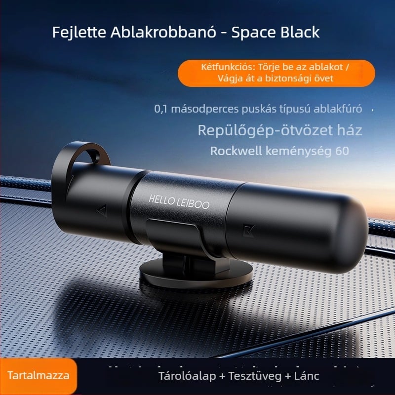 Autóbiztonsági kalapács autóablakok betöréséhez és evakuációhoz, többfunkciós mentőeszköz, Anyag: alumíniumötvözet ABS; Tömeg: 0.08 kg; Eredet: Guangdong; Testreszabás: Igen