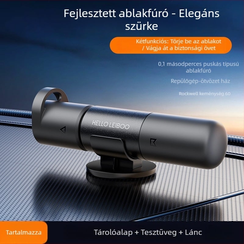 Autóbiztonsági kalapács autóablakok betöréséhez és evakuációhoz, többfunkciós mentőeszköz, Anyag: alumíniumötvözet ABS; Tömeg: 0.08 kg; Eredet: Guangdong; Testreszabás: Igen