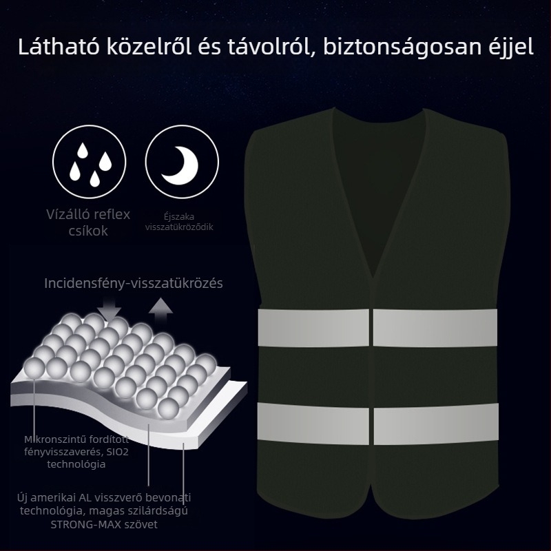 Autó reflektív biztonsági mellény — poliészter, semleges márka, testreszabható gyártás, licencelt magáncímke.