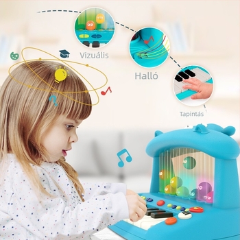 hippo témájú elektronikus zongorás játék gyerekeknek, játszik és énekel, oktatási zenei játék, 4–6 éveseknek, márka Bile, 3C kategória: más játékok 14 év alattiaknak