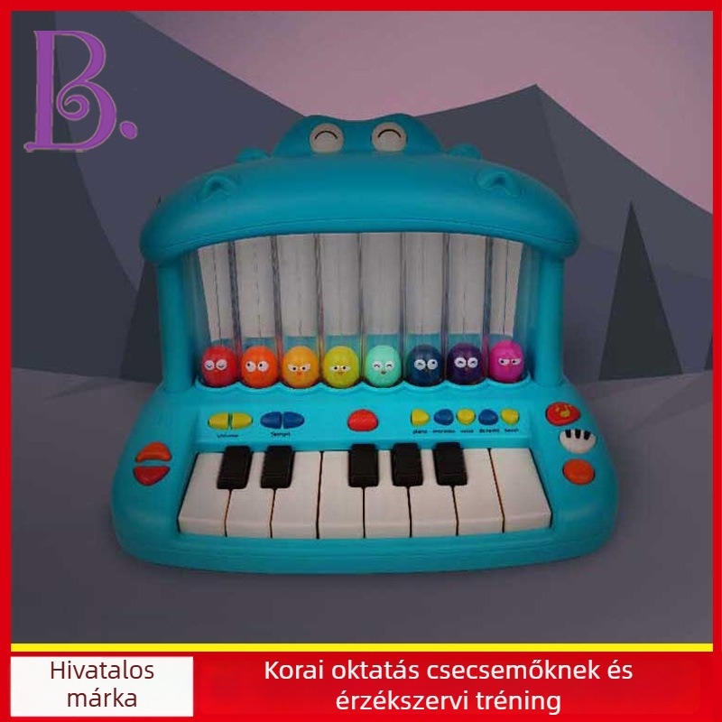 hippo témájú elektronikus zongorás játék gyerekeknek, játszik és énekel, oktatási zenei játék, 4–6 éveseknek, márka Bile, 3C kategória: más játékok 14 év alattiaknak