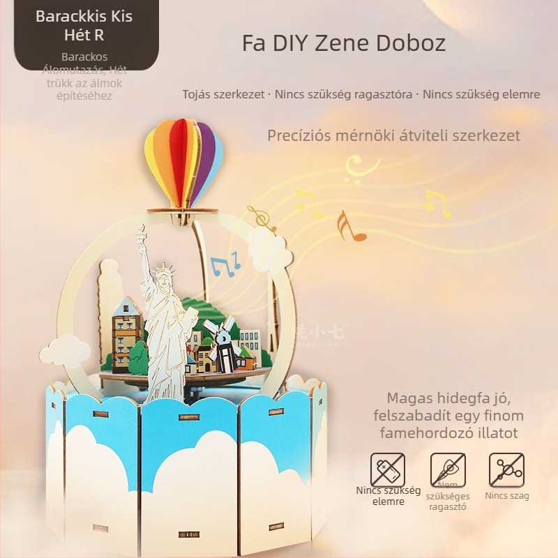 Fa 3D-s puzzle zenélő doboz – játék UV nyomtatással