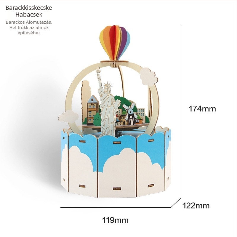 Fa 3D-s puzzle zenélő doboz – játék UV nyomtatással
