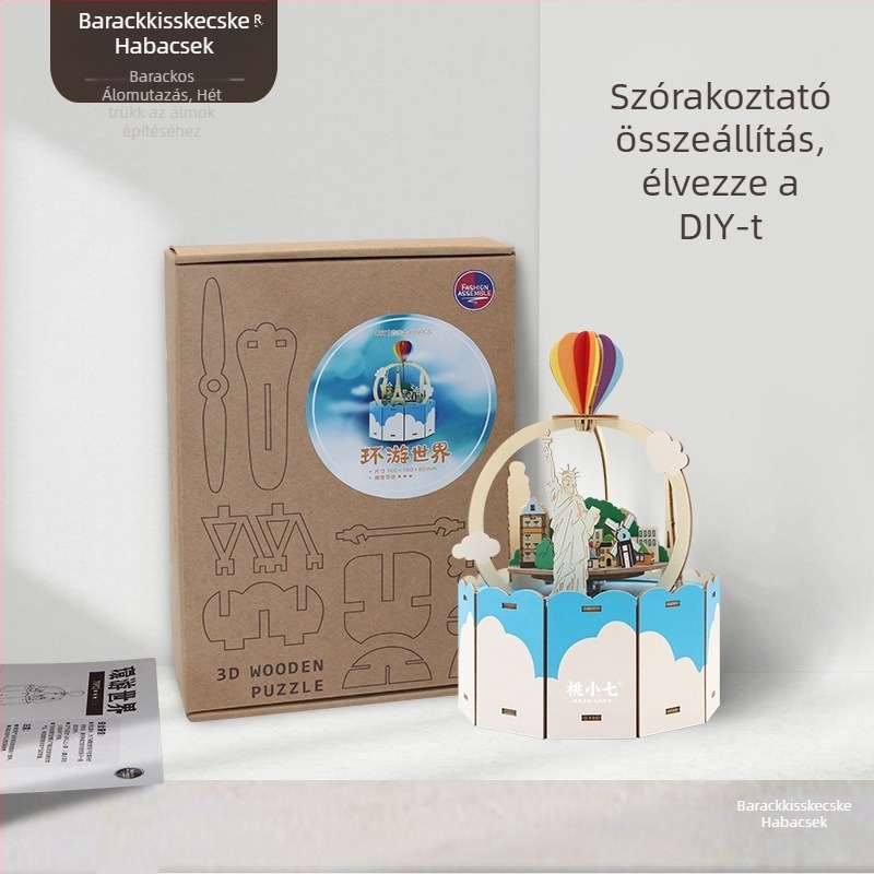 Fa 3D-s puzzle zenélő doboz – játék UV nyomtatással