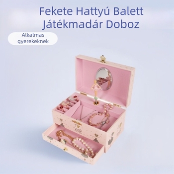 Gyermekeknek szánt zenei doboz fiókkal és kozmetikai tükörrel, kézzel készített, Eternal márka, MDF fa, testreszabás elérhető, nyomtatott logó, súly 500 g