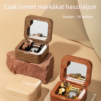 Tömörfa zenemű doboz madár motívummal - nem testre szabható, univerzális stílus, születésnapi ajándék