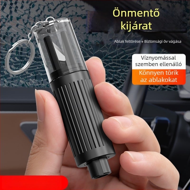 Rongshan Autóablak-szétzúzó eszköz, vészhelyzeti többfunkciós üvegütő kalapács, anyag: fém + PC, tömeg kb. 100 g