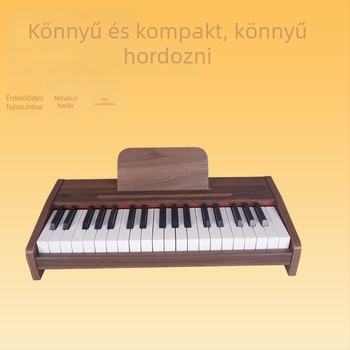 Fából készült elektronikus zongora játék babáknak és kisgyerekeknek, 37 billentyűs (0–3 év)