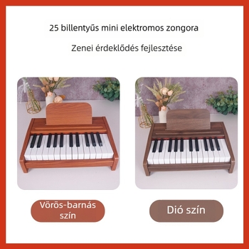 Fából készült elektronikus zongora játék babáknak és kisgyerekeknek, 37 billentyűs (0–3 év)