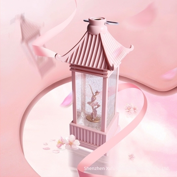 Műanyagból és gyantából készült dekoratív széllámpa balett-muzikás dobozzal – gyanta kézműves dekoráció, Type-C vagy 3×AA tápegység, IP20, testreszabható külső