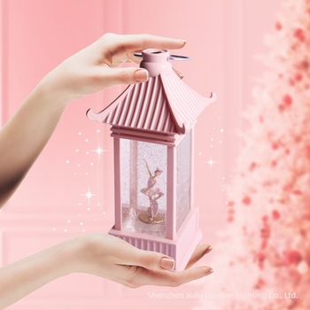 Műanyagból és gyantából készült dekoratív széllámpa balett-muzikás dobozzal – gyanta kézműves dekoráció, Type-C vagy 3×AA tápegység, IP20, testreszabható külső