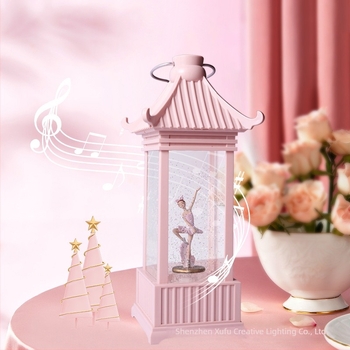 Műanyagból és gyantából készült dekoratív széllámpa balett-muzikás dobozzal – gyanta kézműves dekoráció, Type-C vagy 3×AA tápegység, IP20, testreszabható külső