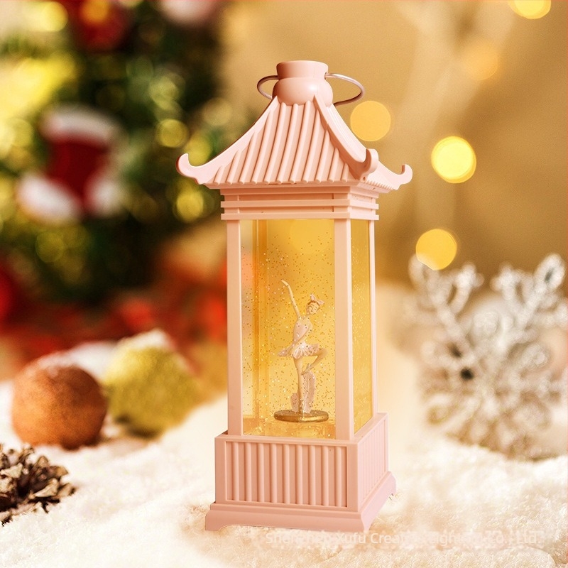 Műanyagból és gyantából készült dekoratív széllámpa balett-muzikás dobozzal – gyanta kézműves dekoráció, Type-C vagy 3×AA tápegység, IP20, testreszabható külső