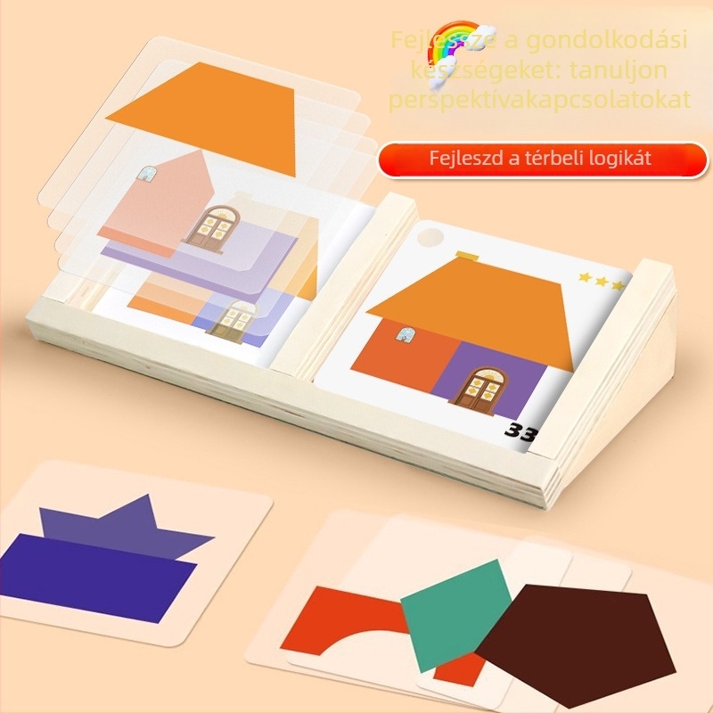 Gyerekeknek szóló fa sík puzzle: fejleszti a térbeli gondolkodást, logikát és képzelőerőt; (Anyag: Fa; Korosztály: 4–6 év; DIY: Igen; OEM logó; Kategória: sík puzzle)