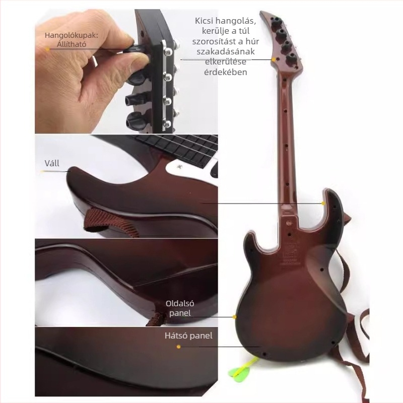 Gyermekeknek szánt gitár/basszus játék - (műanyagból; 4–6 éveseknek; fejleszti a látást, fogást, érzékelést és kéz-szem koordinációt)