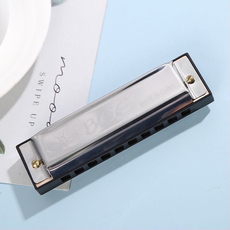 Bees polifonikus harmónika, DF24A-1 modell, 10 nyílás, alumínium fedőlap