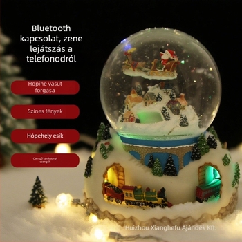 Karácsonyi zenélő doboz kristály gömbbel – gyanta, Dream Crystal House, ajándék, modern egyszerű stílus, színes dobozos csomagolás