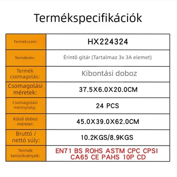 Oktató zenei gitár játék gyerekeknek, interaktív tanuló játék, műanyag, 4-6 éveseknek, fejleszti a hallást és a kéz-szem koordinációt