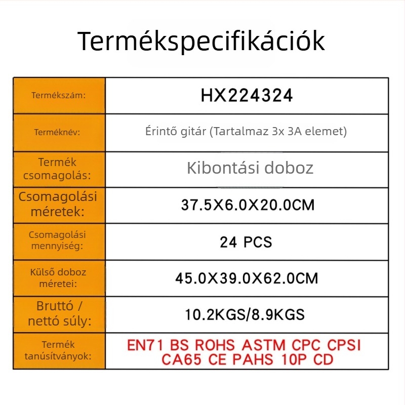 Oktató zenei gitár játék gyerekeknek, interaktív tanuló játék, műanyag, 4-6 éveseknek, fejleszti a hallást és a kéz-szem koordinációt